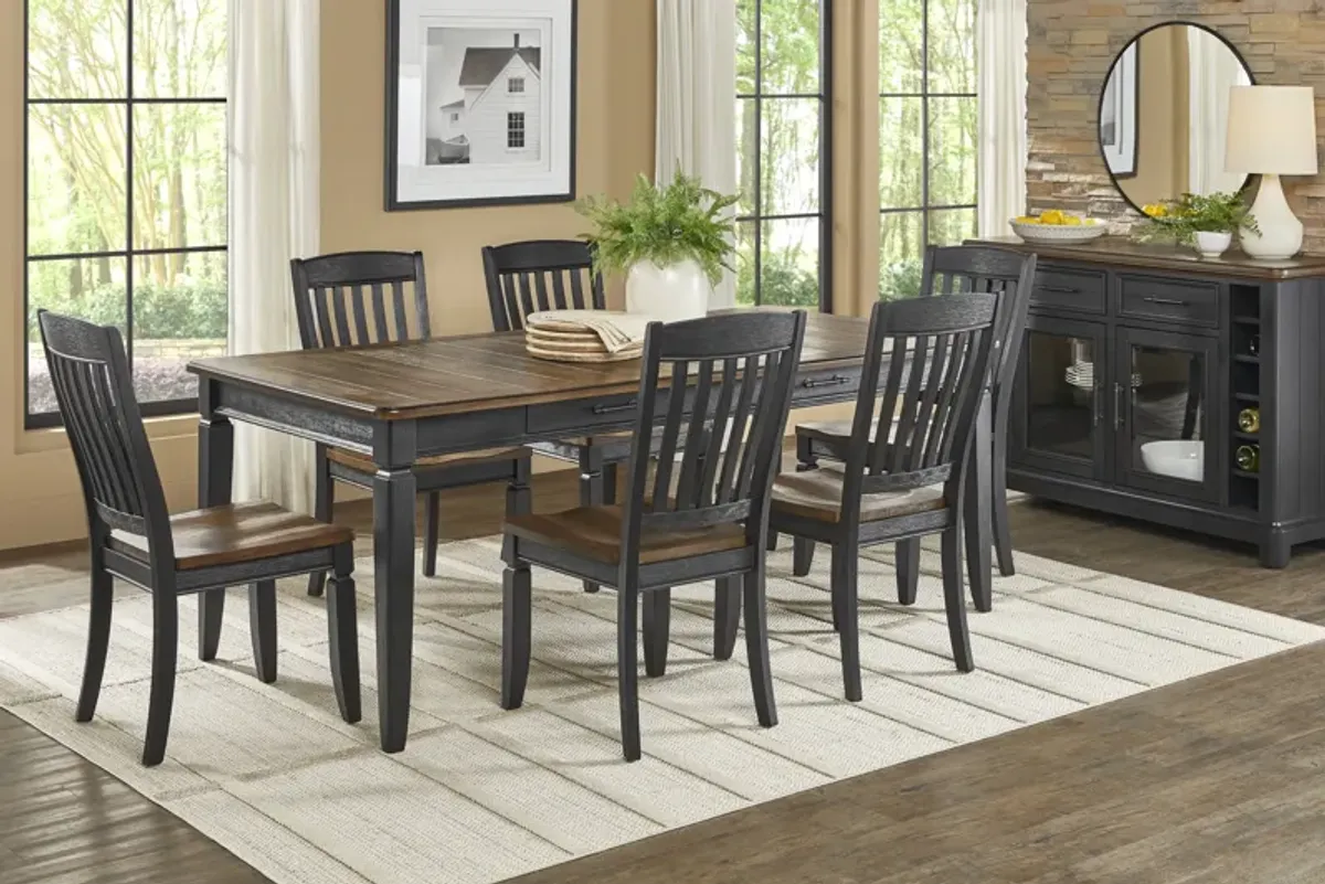 Country Lane Black 5 Pc Rectangle Dining Room with Slat Back Chairs