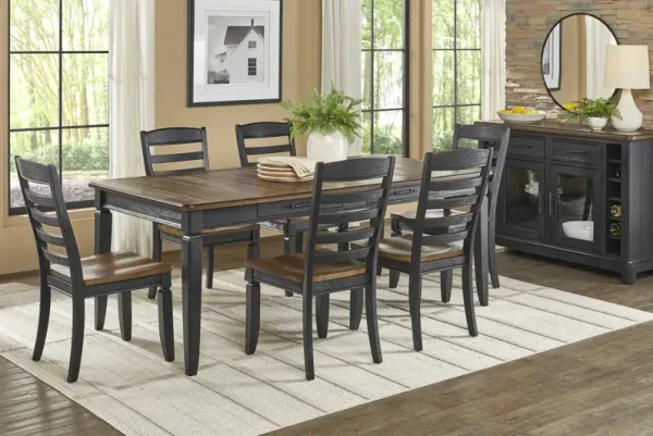 Country Lane Black 5 Pc Rectangle Dining Room with Ladder Back Chairs
