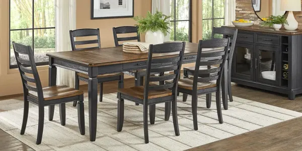 Country Lane Black 5 Pc Rectangle Dining Room with Ladder Back Chairs