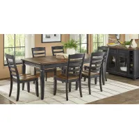 Country Lane Black 5 Pc Rectangle Dining Room with Ladder Back Chairs
