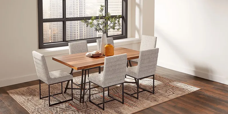 Loft Side Brown 7 Pc Dining Room with Gray Chairs