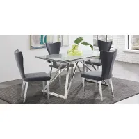 Zenica Silver 5 Pc Rectangle Dining Room with Charcoal Chairs