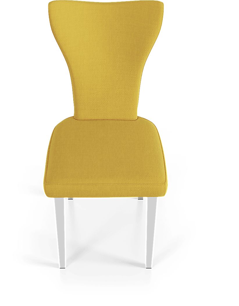 Zenica Silver 5 Pc Rectangle Dining Room with Yellow Chairs