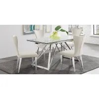 Zenica Silver 5 Pc Rectangle Dining Room with Light Gray Chairs