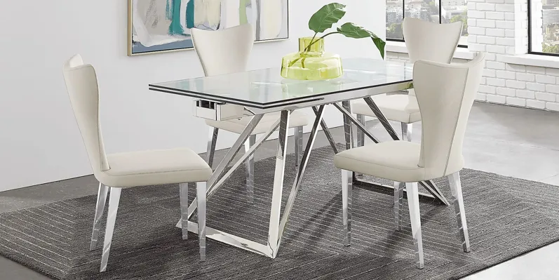 Zenica Silver 5 Pc Rectangle Dining Room with Light Gray Chairs