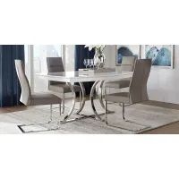 Washington Square White 5 Pc Dining Room with Gray Chairs