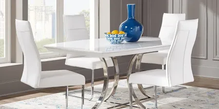 Washington Square White 5 Pc Dining Room with White Chairs