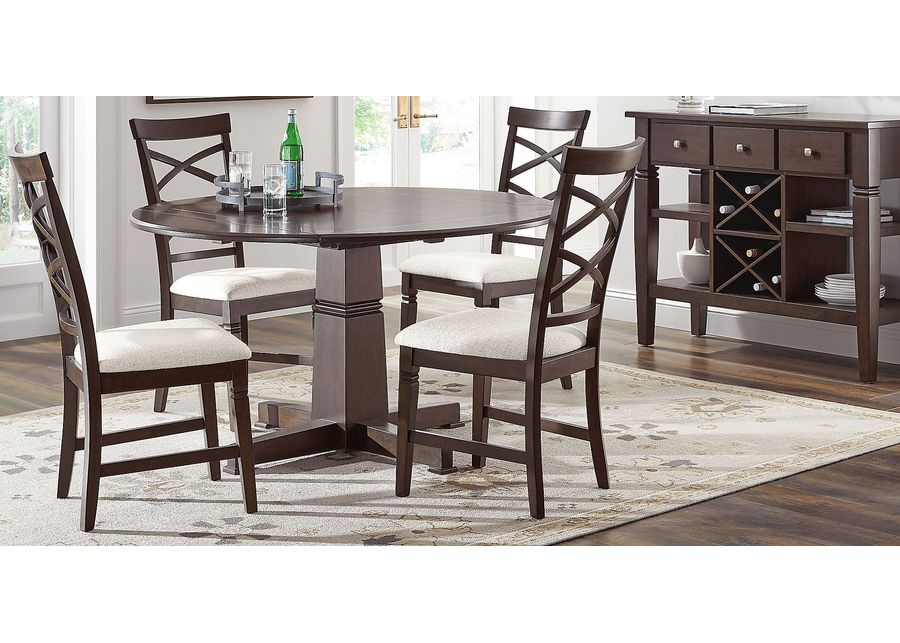 Winslow Brown Cherry 5 Pc Round Dining Room with X-Back Chairs