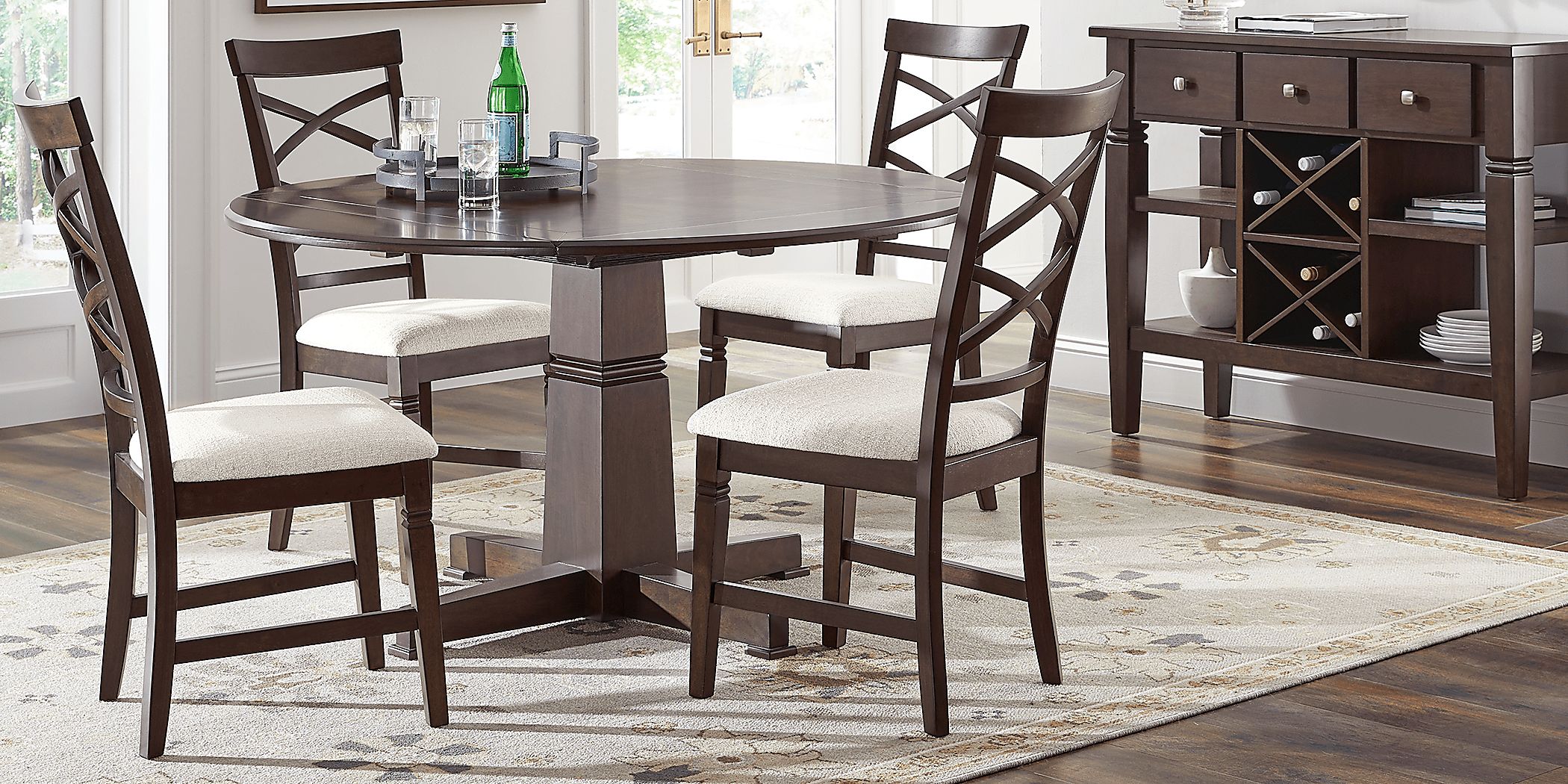 Winslow Brown Cherry 5 Pc Round Dining Room with X-Back Chairs