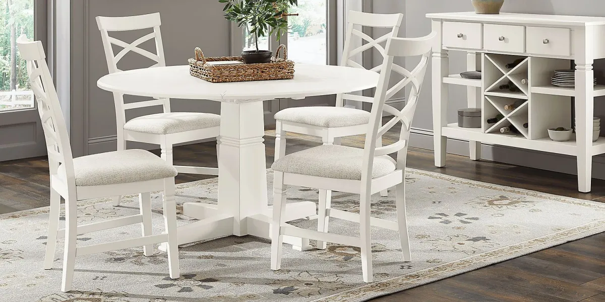 Winslow White 5 Pc Round Dining Room with X-Back Chairs