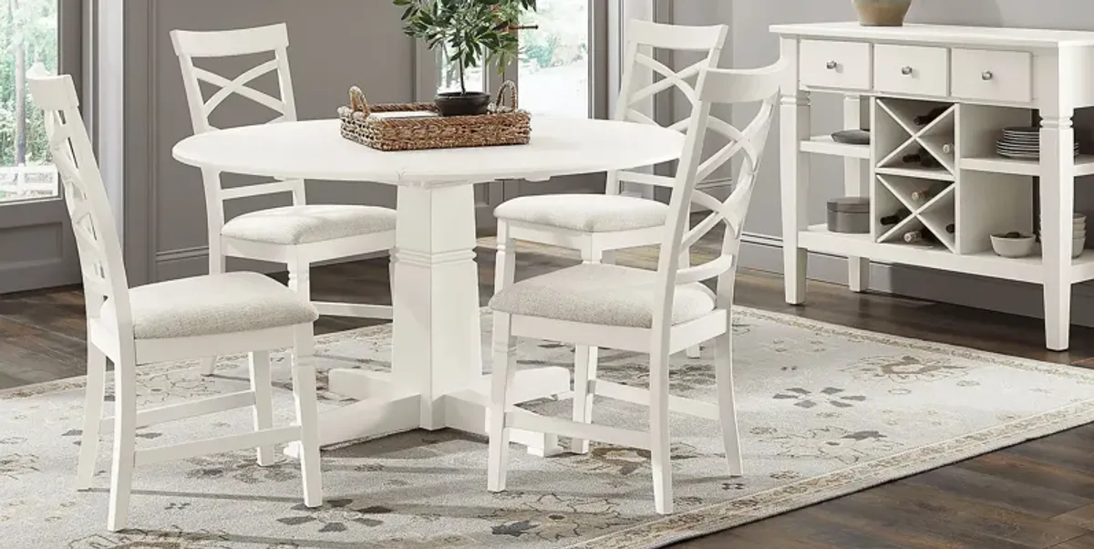 Winslow White 5 Pc Round Dining Room with X-Back Chairs