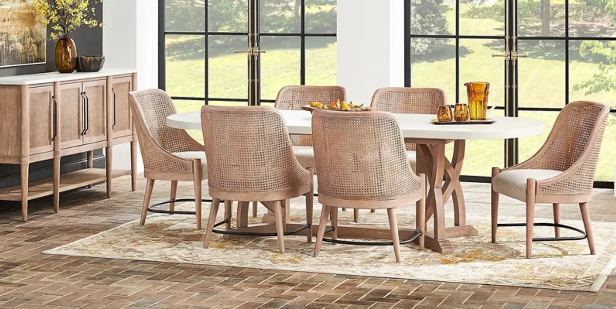 Oakwood Terrace Sand 5 Pc Dining Room with Cane Back Chairs