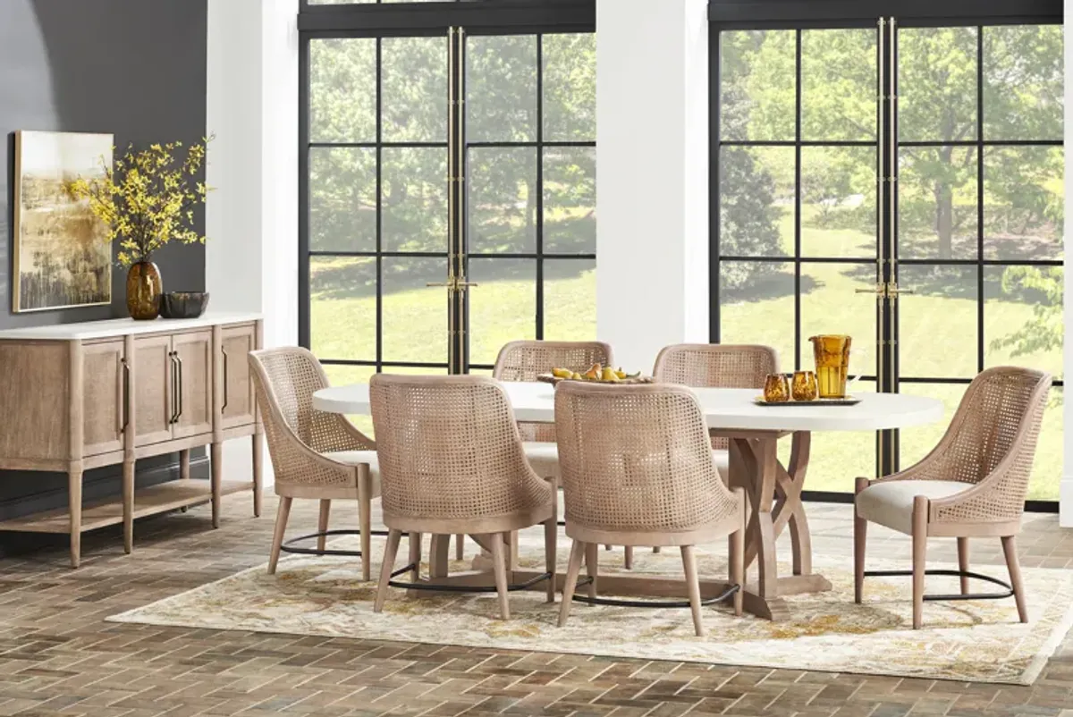 Oakwood Terrace Sand 5 Pc Dining Room with Cane Back Chairs