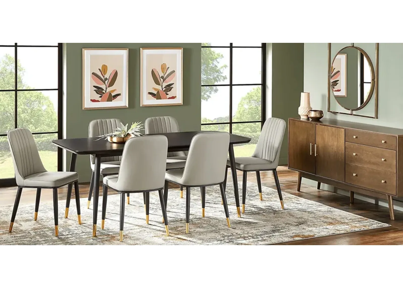 Portland Square Black Rectangle 5 Pc Dining Room