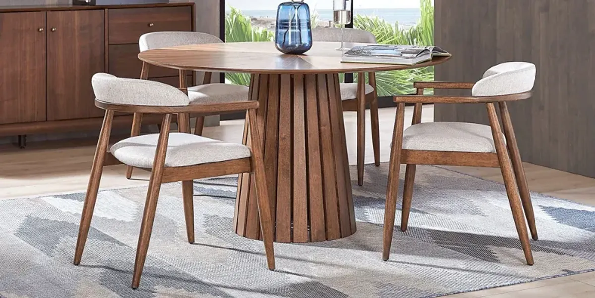 Madrid Walnut 5 Pc Round Dining Room