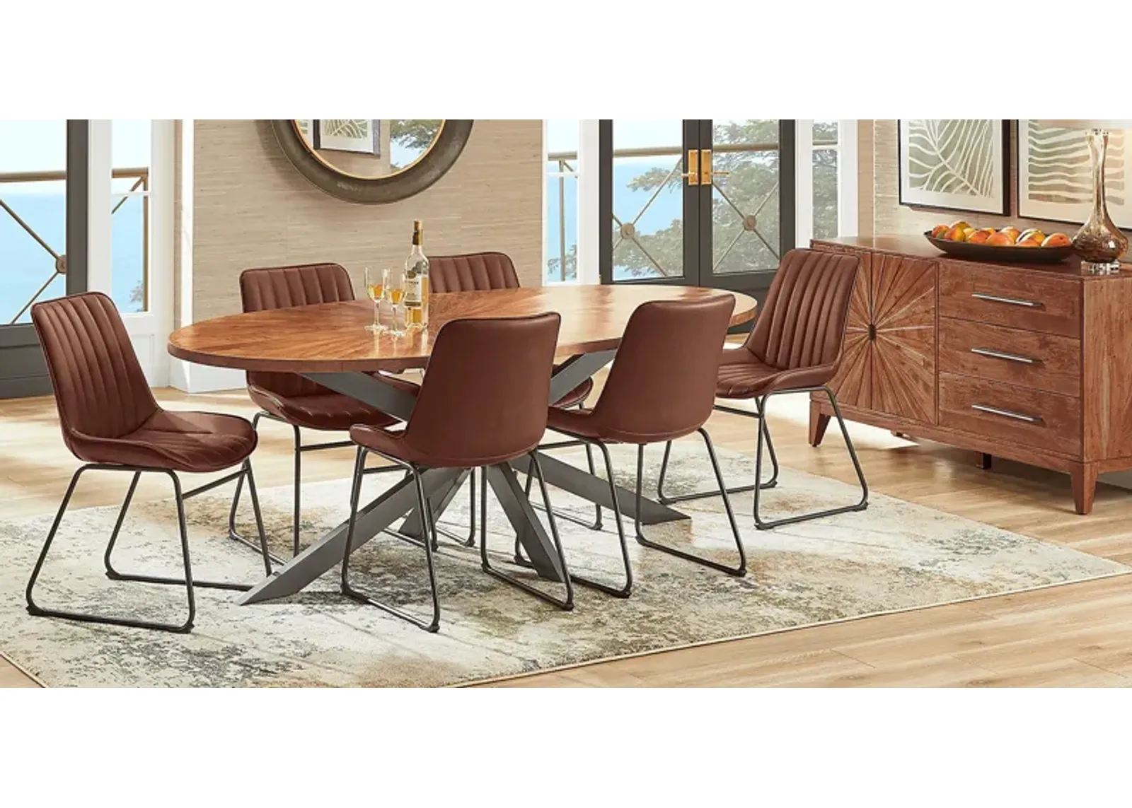 Cedona View Natural 5 Pc Dining Room with Brown Chairs