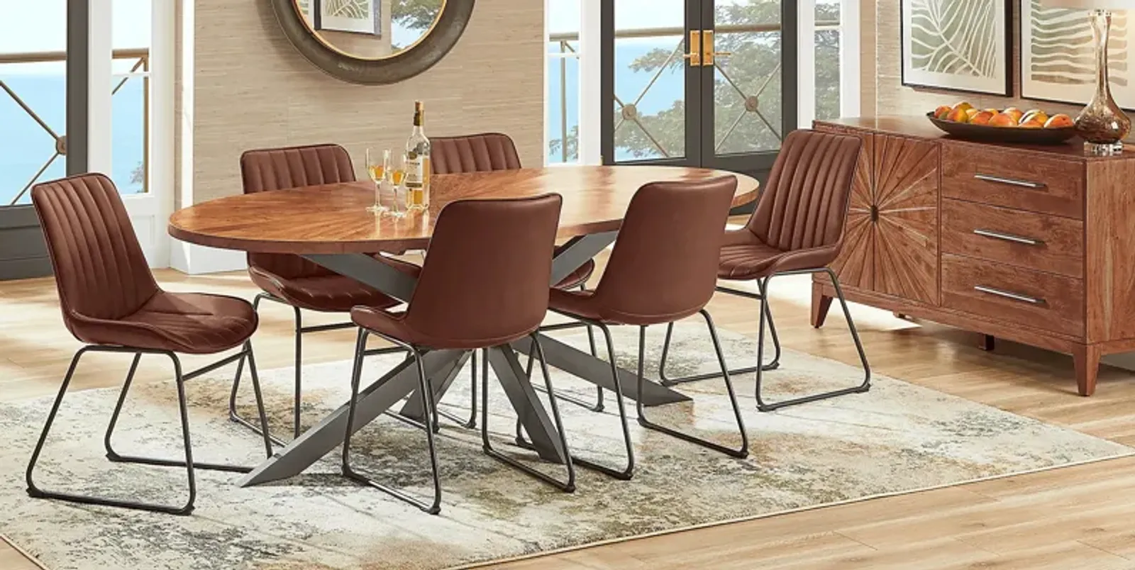 Cedona View Natural 5 Pc Dining Room with Brown Chairs