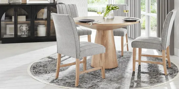Kendall Natural 5 Pc 48" Round Dining Room with Gray Side Chairs