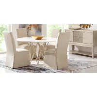 Soraya Street White 5 Pc Dining Room with Ivory Side Chairs