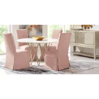 Soraya Street White 5 Pc Dining Room with Blush Side Chairs