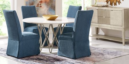 Soraya Street White 5 Pc Dining Room with Navy Side Chairs