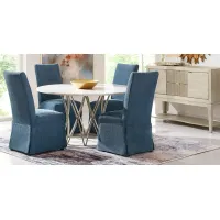Soraya Street White 5 Pc Dining Room with Navy Side Chairs