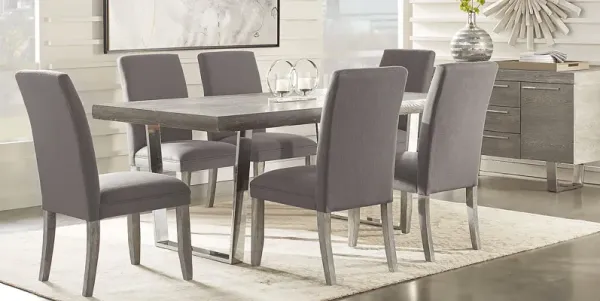 San Francisco Gray 7 Pc Dining Room with Charcoal Chairs
