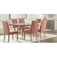 San Francisco Gray 7 Pc Dining Room with Orange Chairs