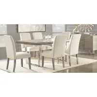 San Francisco Gray 7 Pc Dining Room with White Chairs