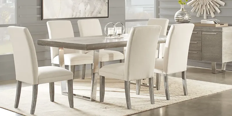 San Francisco Gray 7 Pc Dining Room with White Chairs
