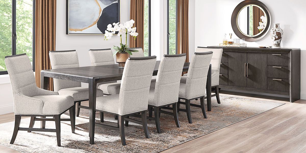 Fairfax Gray 5 Pc Dining Room with Upholstered Arm Chairs