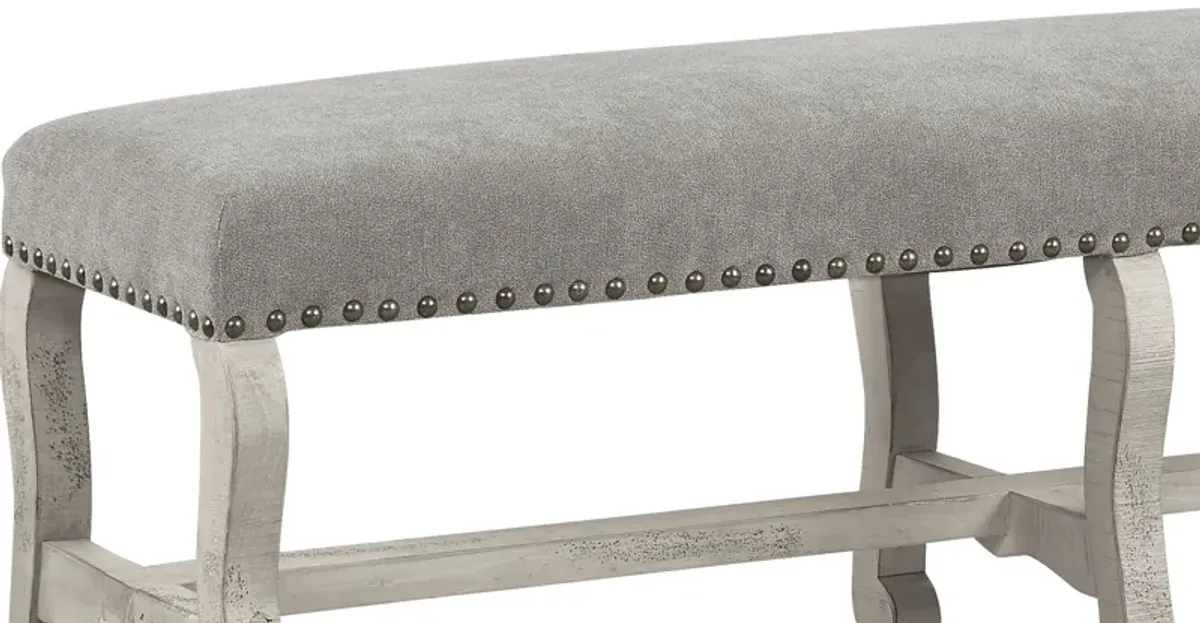 Pine Manor Gray Upholstered Dining Bench