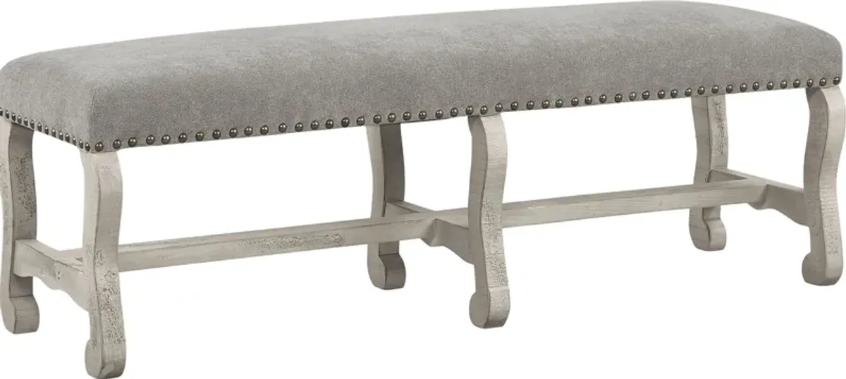 Pine Manor Gray Upholstered Dining Bench