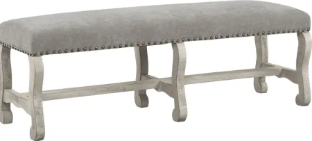 Pine Manor Gray Upholstered Dining Bench