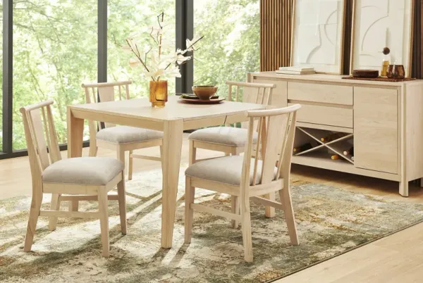 Julian Natural 5 Pc Square Dining Room with Spindle Back Chairs