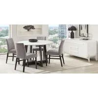 Jarvis White 5 Pc Round Dining Room with Gray Side Chairs