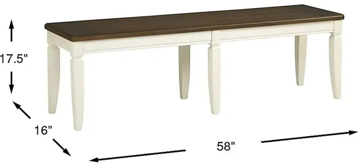 Country Lane Antique White Bench