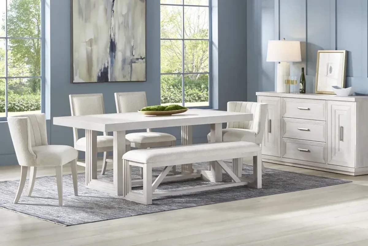 Royal Park Ivory 6 Pc Dining Room with Upholstered Chairs and Bench