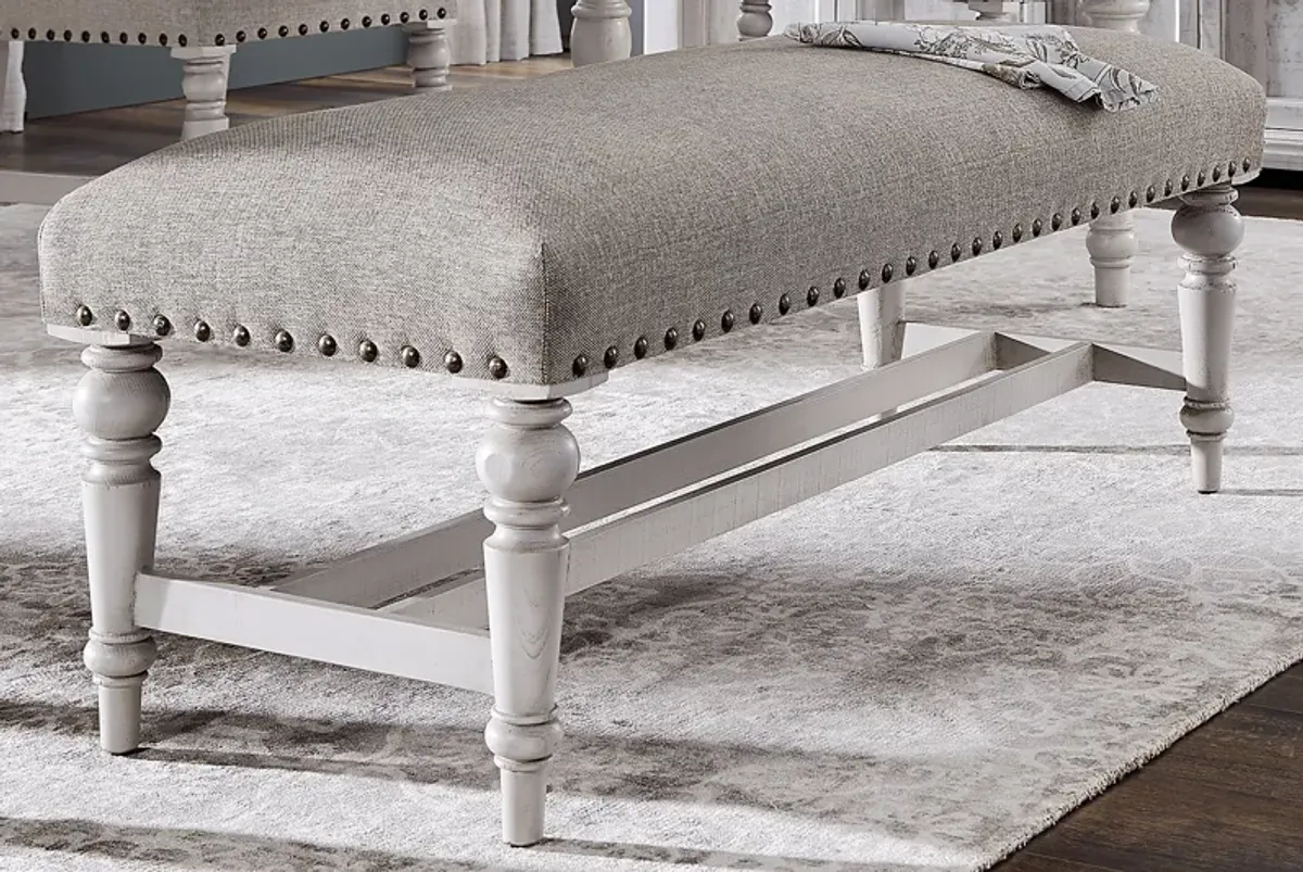 Crestwell Manor Dark Gray Upholstered Bench