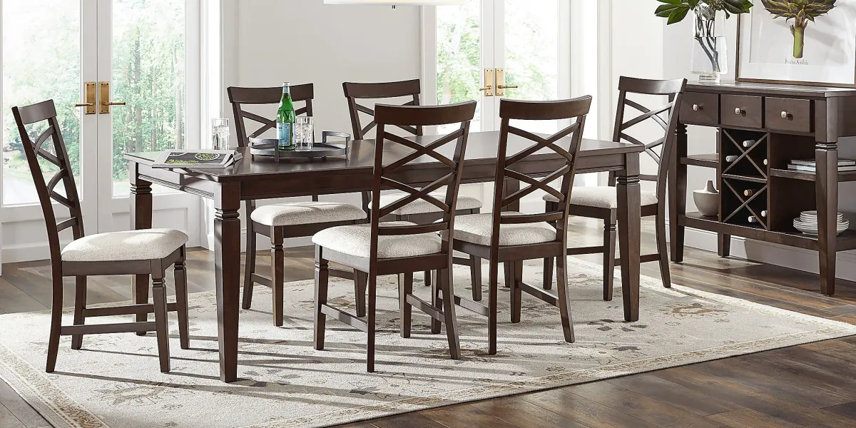 Winslow Brown Cherry 5 Pc Rectangle Dining Room with X-Back Chairs