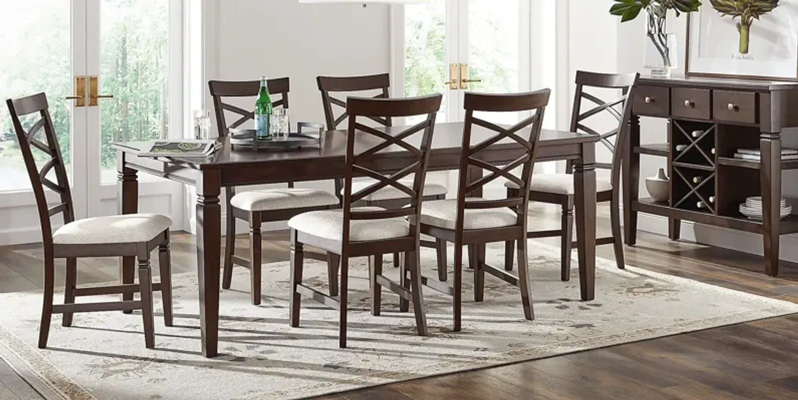 Winslow Brown Cherry 5 Pc Rectangle Dining Room with X-Back Chairs