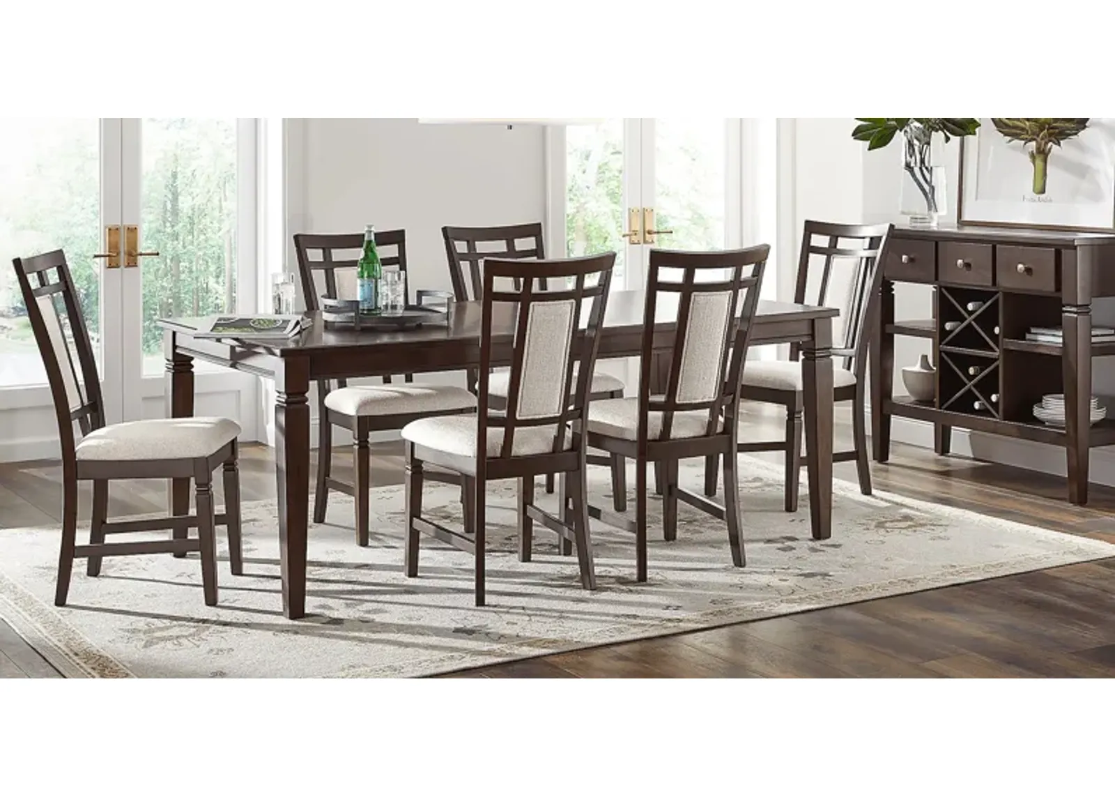 Winslow Brown Cherry 5 Pc Rectangle Dining Room with Upholstered Chairs