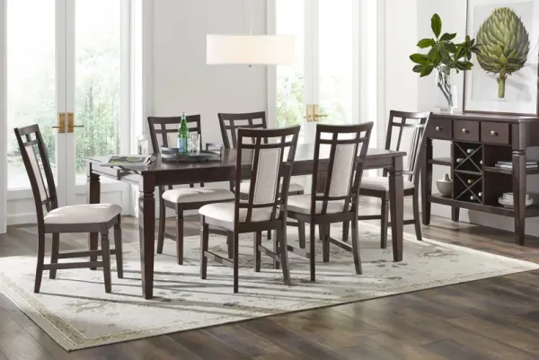 Winslow Brown Cherry 5 Pc Rectangle Dining Room with Upholstered Chairs
