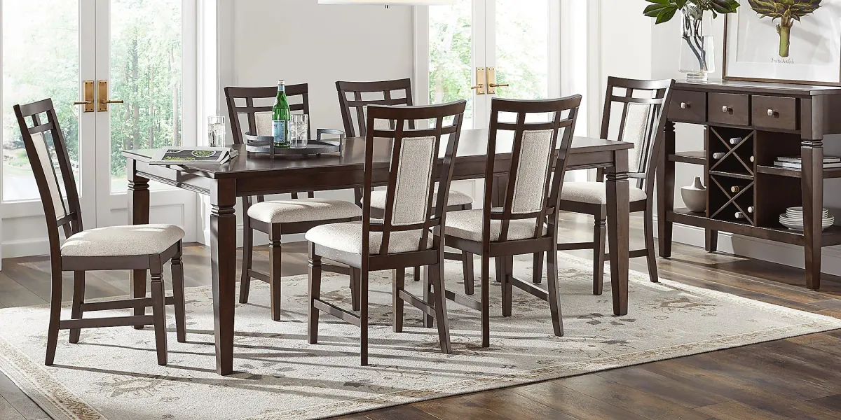 Winslow Brown Cherry 5 Pc Rectangle Dining Room with Upholstered Chairs