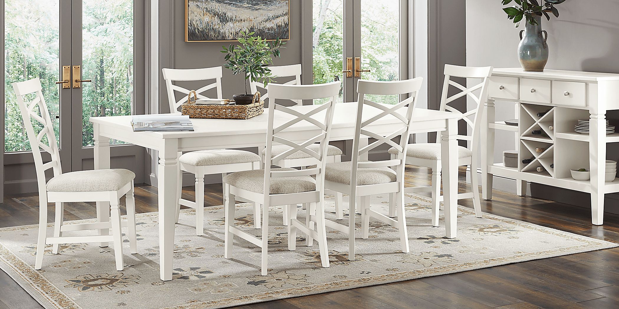 Winslow White 5 Pc Rectangle Dining Room with X-Back Chairs