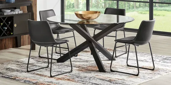 Hollybrooke Black 5 Pc Round Dining Room with Gray Chairs