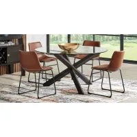 Hollybrooke Black 5 Pc Round Dining Room with Brown Chairs