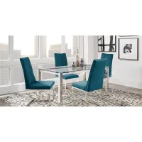 Bay City Silver 5 Pc Dining Room with Blue Chairs