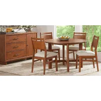 Surrey Ellis Brown 5 Pc Round Dining Room with Panel Back Chairs