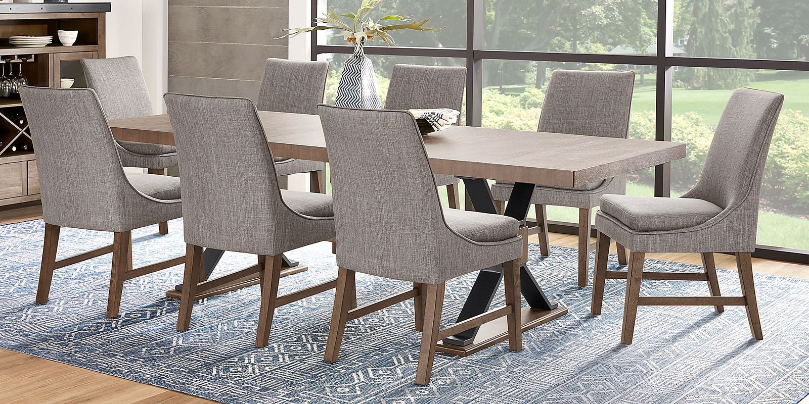 Hazelnut Woods Brown 5 Pc Dining Room with Upholstered Chairs